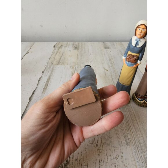 Vintage pencil pilgrim Thanksgiving in the end plaster decor set couple - Picture 5 of 15